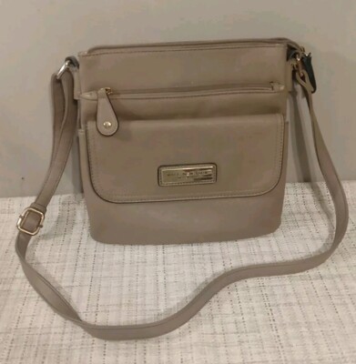 Andrew Marc Marc New York Beige Leather Satchel Crossbody