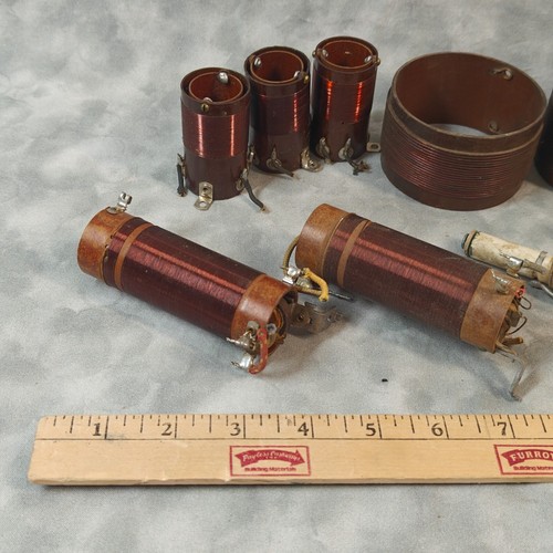 Lotto di 14 bobine radio e induttori vintage - bobine RF grandi e piccole - ricambi antichi - Foto 16 di 24