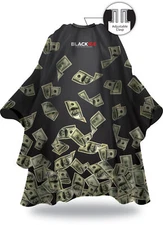 Black Ice Barber Cutting Styling Cape "Money Shower" Hook Closure 59"x55"