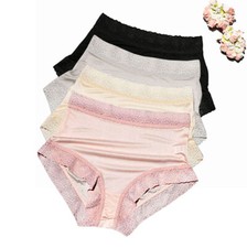 Women's 100 Pure Knitted Silk Panty High Ris Brief Silk Lacy Knicker Size S M L