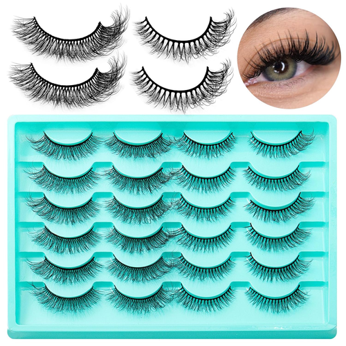 12 Pairs Faux Mink Lashes Wispy Lashes 6D Curly False Eyelashes Flully Eye Lash