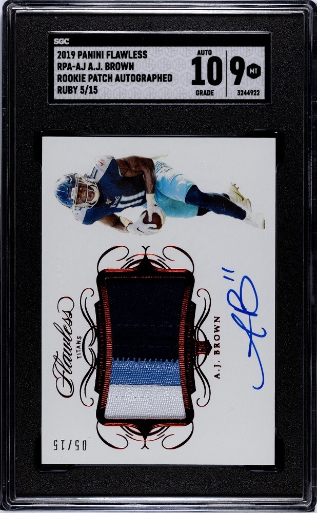 AJ Brown Panini Flawless Rookie Patch Autographs #RPAAJ Ruby