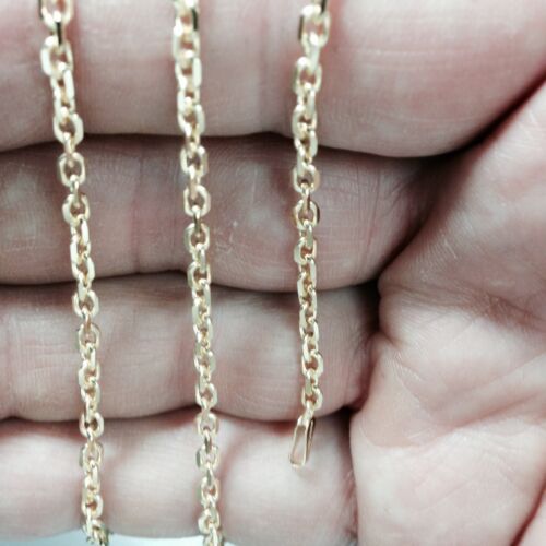 18k Yellow Gold 2.6mm Diamond Cut Classic Pendant Cable Chain Necklace 20" 10gr - Picture 10 of 14