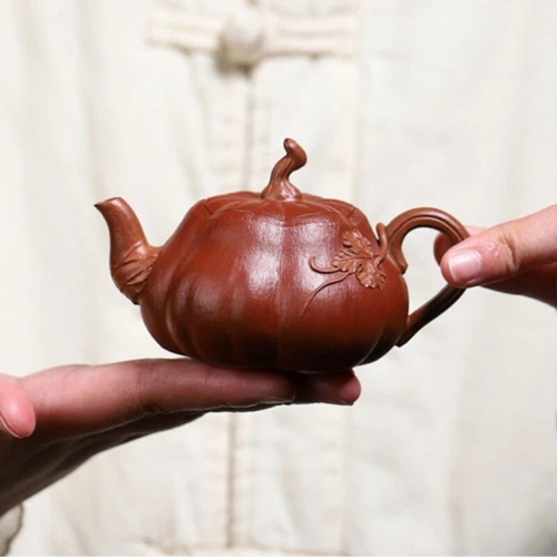 150ml Full Handmade Tea Pot Pumpkin Design Real Yixing Zisha Dahongpao Clay Pot - Picture 2 of 13