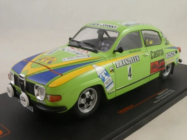 Saab 96 V4 Swedish Rally 1976 - IXO 1/18 - Miniature Métal Montée - Neuve Boîte