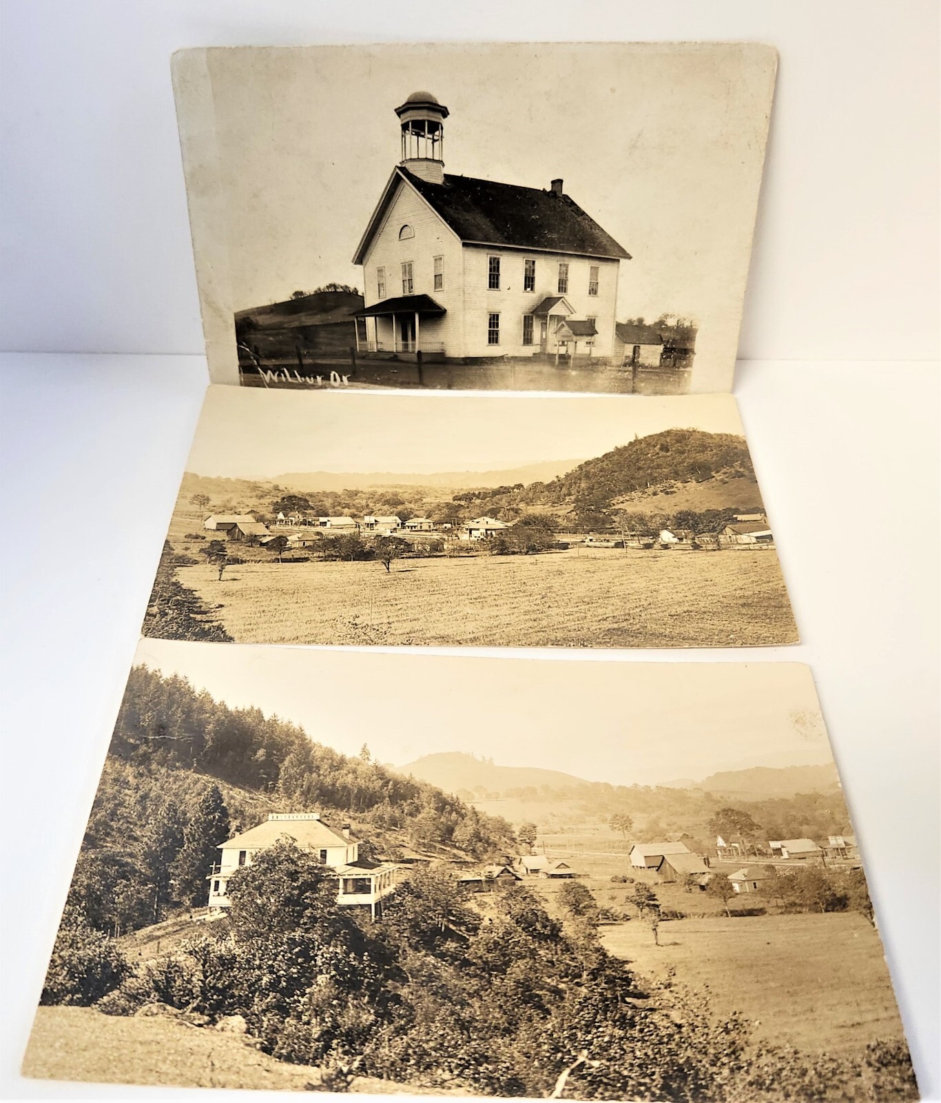 RPPC Postcard Wilbur Oregon 3 Lot Church Businesses Farms Early 1900's Antique eBay