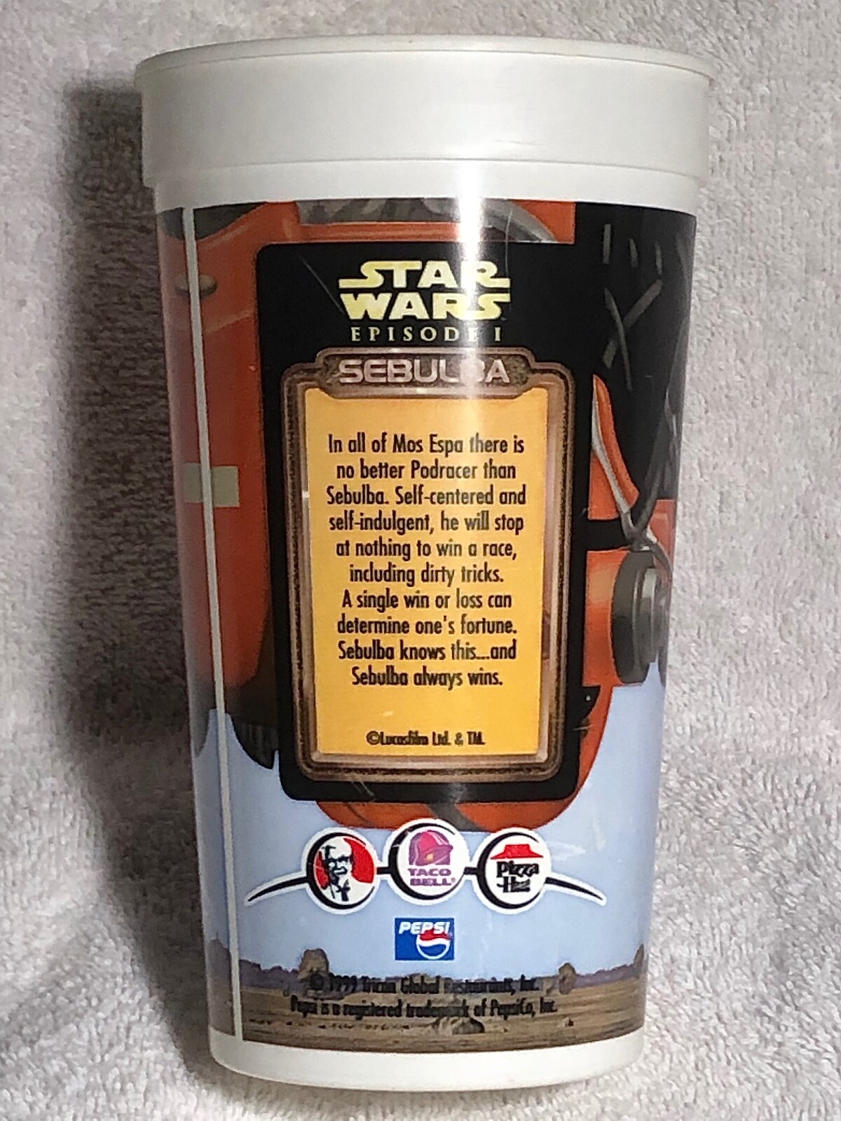 Classic Star Wars Episode I Sebulba Action Figure Plastic Cup Tumbler 1999 Pepsi - Picture 3 of 5