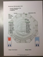 1934 Charity Shield Arsenal v Manchester City Matchsheet