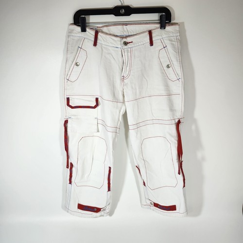 Marithe Francois Girbaud Size 30 Shuttle Baggy Capri Jeans Cargo Wide Y2K T007 - Picture 3 of 20