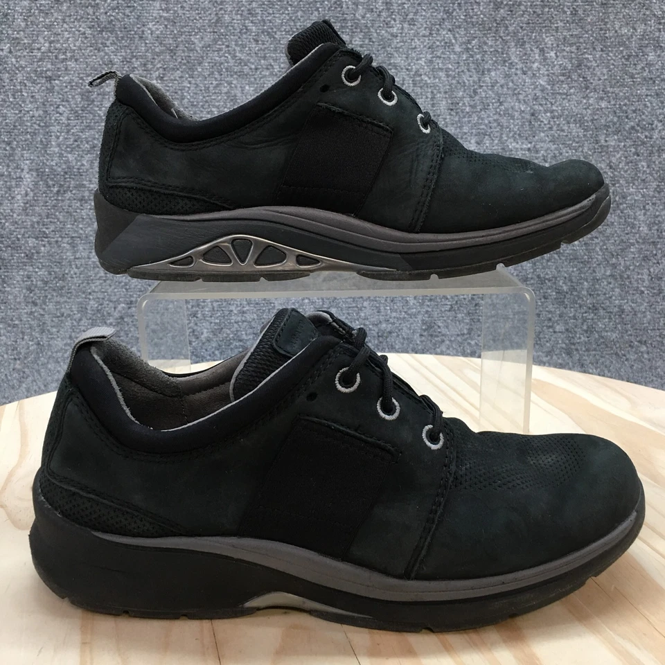 Aravon 鞋女式 7 Pyper 平头运动鞋黑色皮革系带舒适低 — 第 2/4 张图片