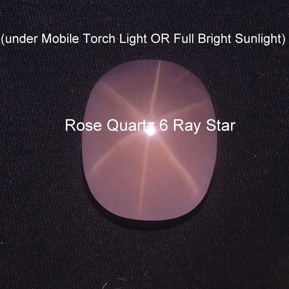 Cojín cabujón estrella 6 rayos cuarzo cristal rosa calidad superior AAA natural 177 quilates Foto 3 de 4