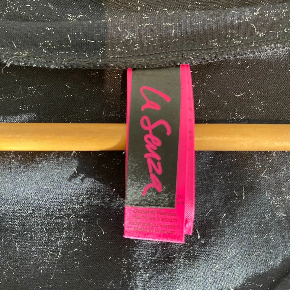 La SENZA женщина черный Рождество блестящий короткий рукав V шеи футболка размер L новый без ЯРЛЫКОВ - Изображение 3 из 4