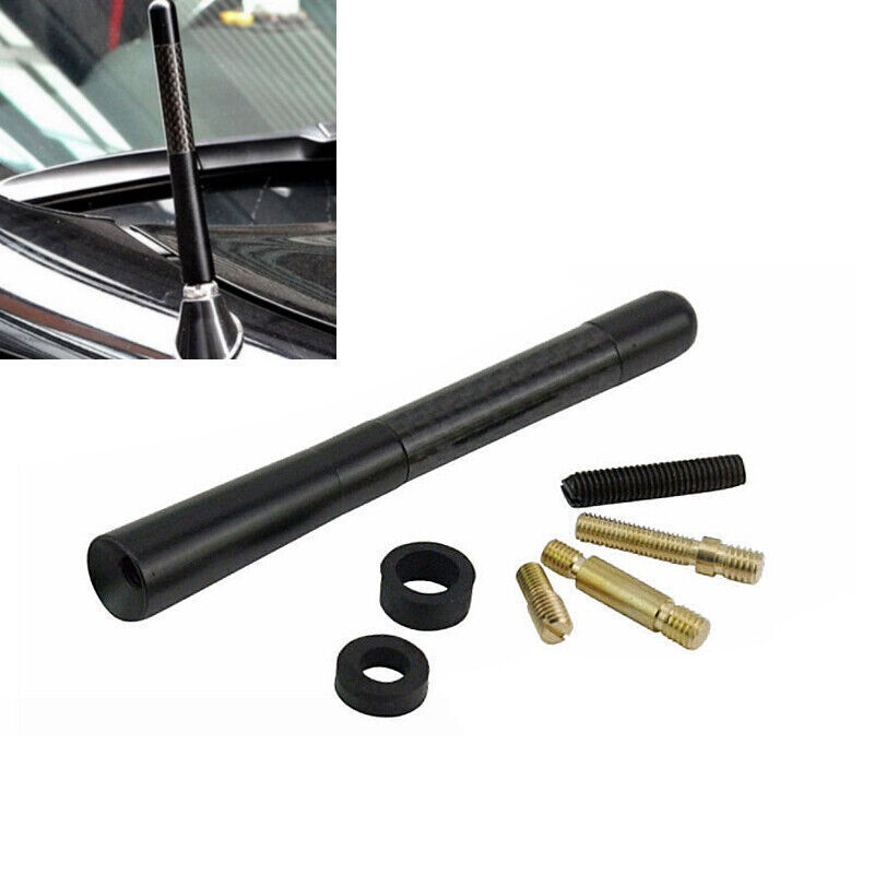 4.7inches+ Screw Car Antenna Carbon Fiber Radio FM Antena Black Kit UniversalxQB