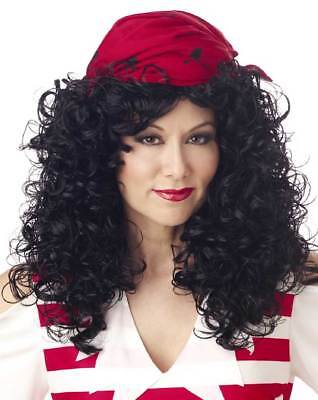 Pirate Wig Ladies Shoulder Length Curly Synthetic Hair Costume Wig With Bandanna