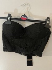 Genuine MISSPAP lace Bando Top RRP £14.99 Black SIZE 10 With Tahs BRAND NEW