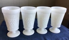 Set of 4 Vintage MILK GLASS GRAPE VINE TUMBLERS STEMMED PEDESTAL GOBLETS EUC