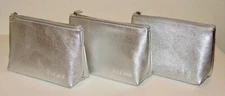 3 Elemis Metallic Silver Toiletry Case Makeup Cosmetics Skincare Travel Bag Lot