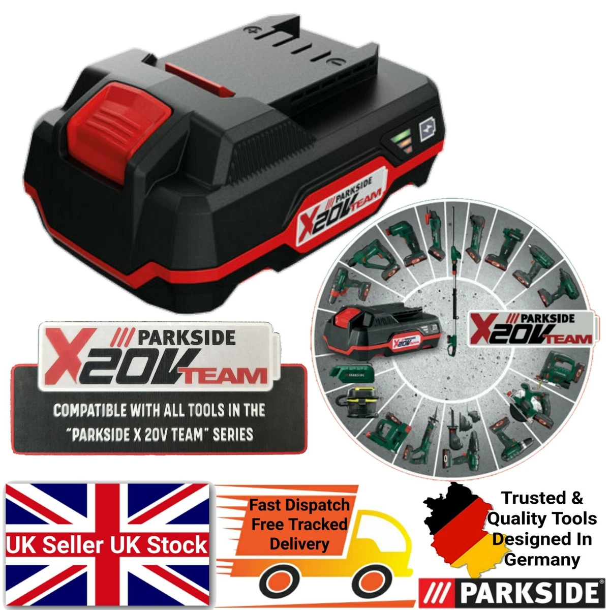 Parkside 20V 2Ah Li-ion Battery PAP 20 A1 ~ Fits Parkside X20v Team Series  Tools