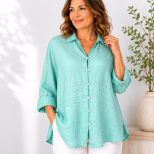 Coldwater Creek Linen Button Front Shirt Sz L...