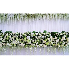7x5ft White Bouquet Flowers Fabric Photography Backdrop Wedding Party Props