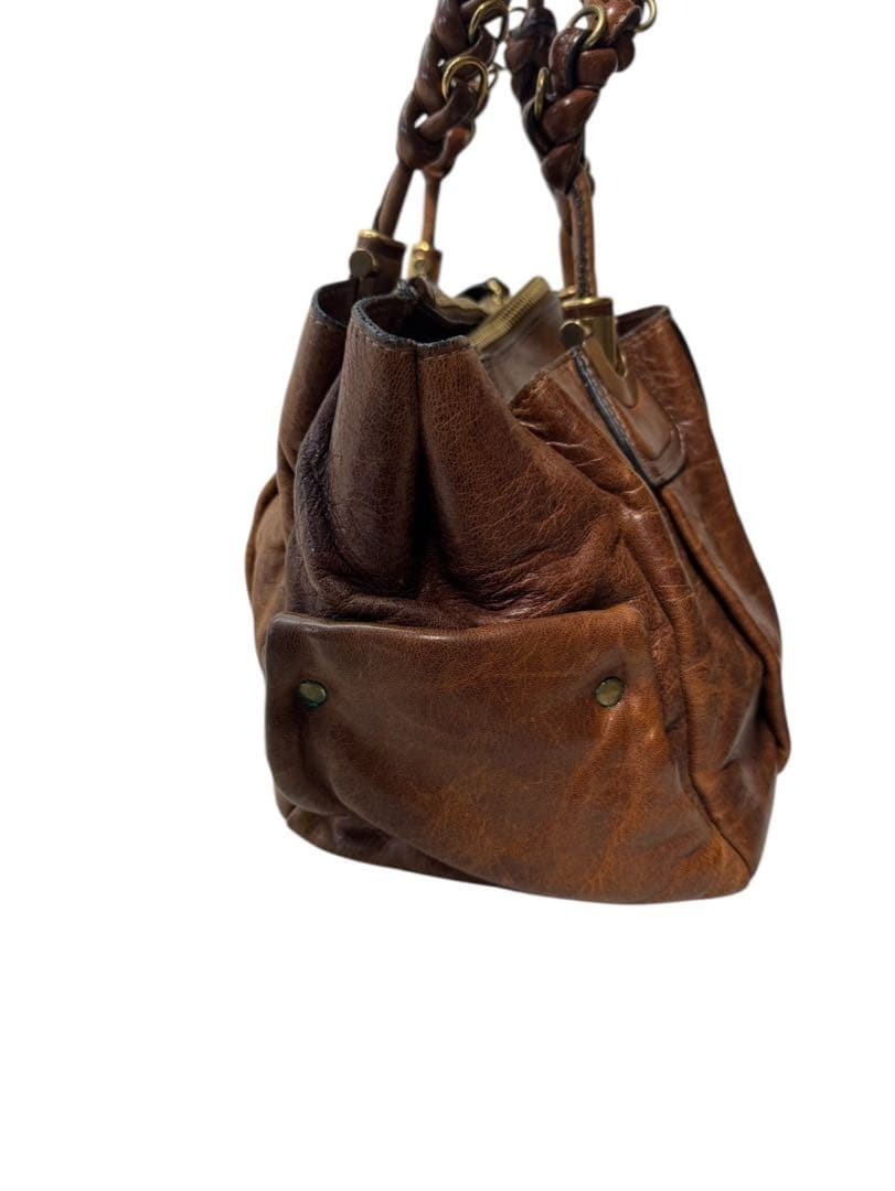 Chloé Eloise Braided Leather Hand Bag CHLOE Eloise Leather Shoulder Bag Brown Braided Handles Used