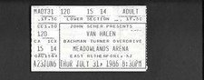 VAN HALEN  Original  Concert Ticket Stub 1986 Meadowlands NJ David Lee Roth