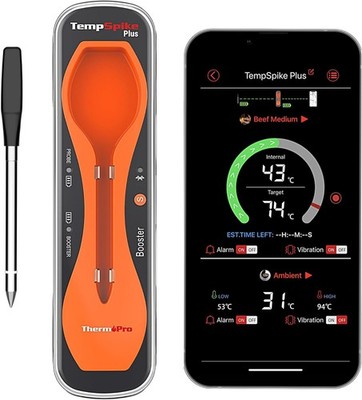 ThermoPro TempSpike Plus Grillthermometer Kabellos 180m Fleisch Bluetooth App