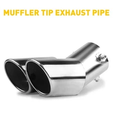 Curved Tailpipe Exhaust Tip Pipe Rear Throat Silver Muffler New For 1.4"-2.5"