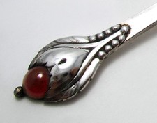 Evald Nielsen No 3 Danish Solid Silver 830 Coffee Spoon Carnelian Arts & Crafts