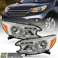 For 2012 2013 2014 Honda CR-V Chrome Headlights Headlamps Replacement Left+Right