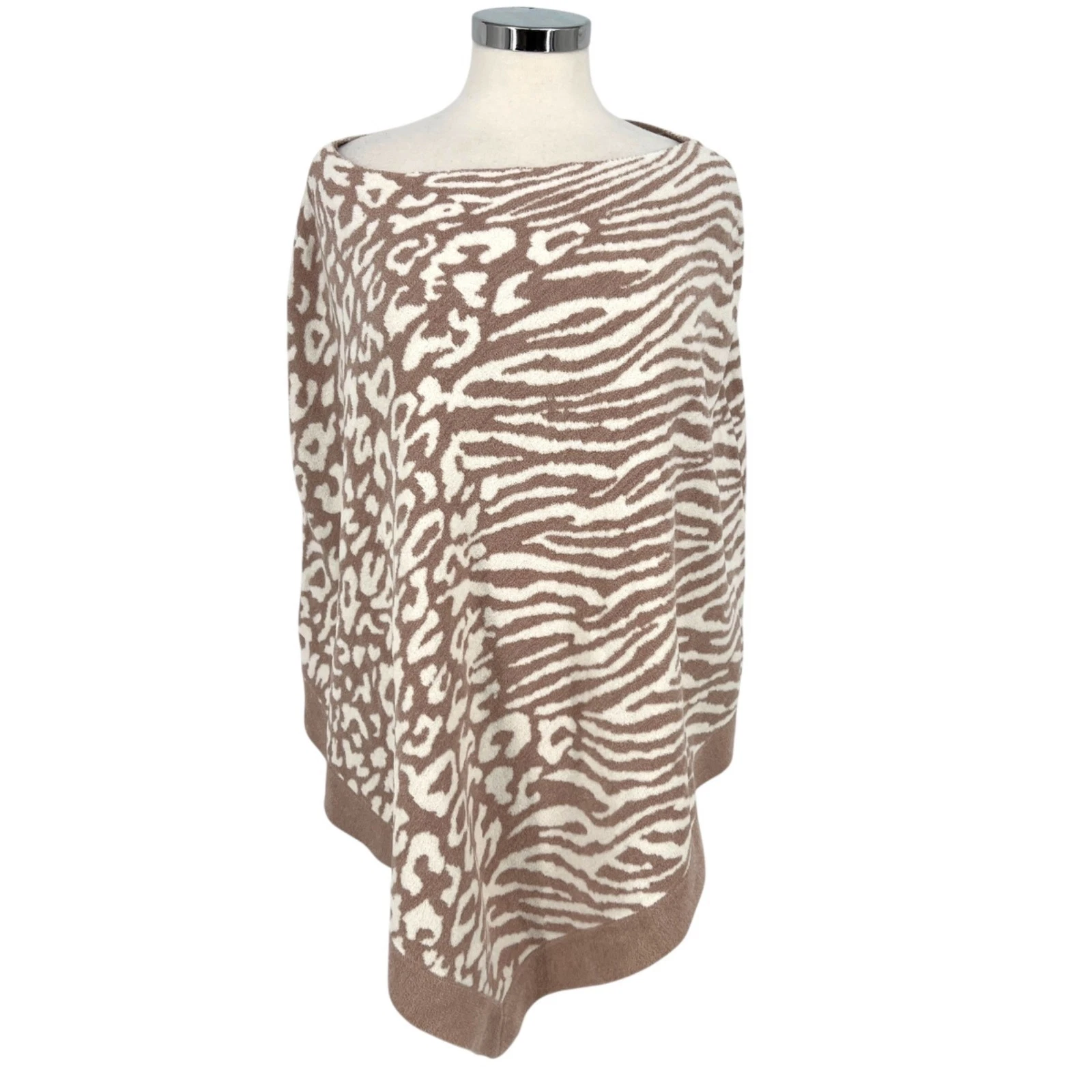 Barefoot Dreams CozyChic Ocean Breeze Poncho Rose Animal Print One Size Plus NWT