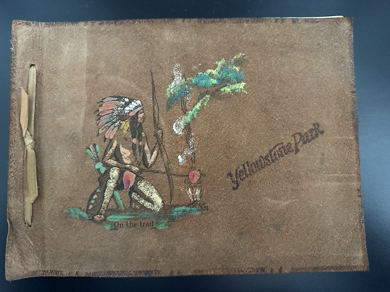 1930s-40s Native American Photo Album Leather Yellowstone photos Bears,Work Crew