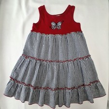 Sophie Rose Patriotic Gingham Seersucker July 4th Girls Size 6 Dress