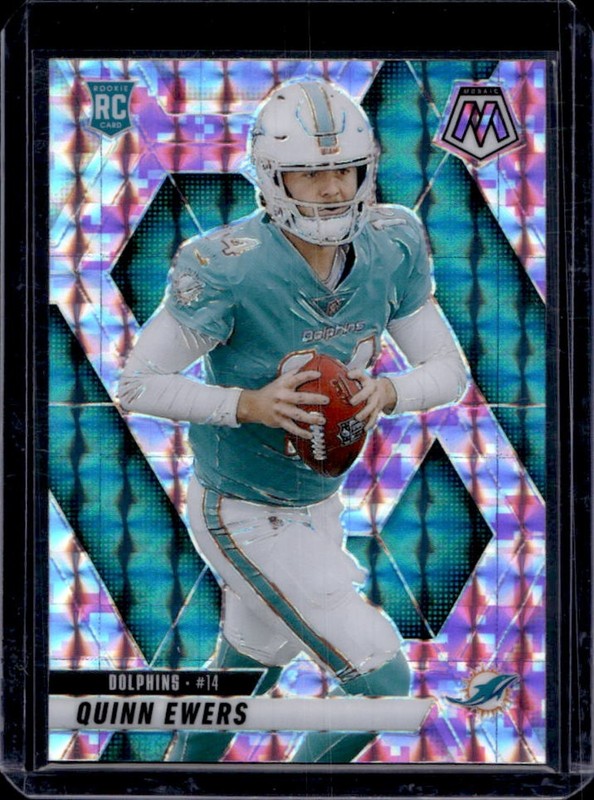 2025 Panini Mosaic Quinn Ewers Rookies RC Camo Pink Prizm Rookie #308 Dolphins