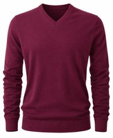 Herren Pullover Aus Kaschmir Und Merinowolle V-Ausschnitt Merinos M Bordo 231