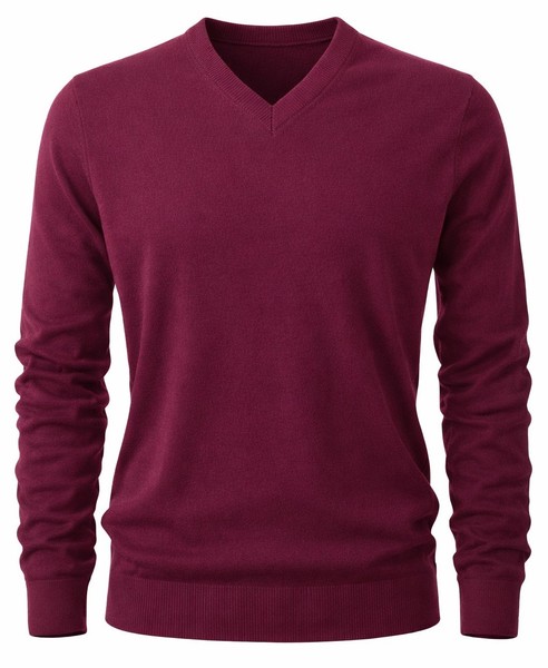 Herren Pullover Aus Kaschmir Und Merinowolle V-Ausschnitt Merinos M Bordo 231-image