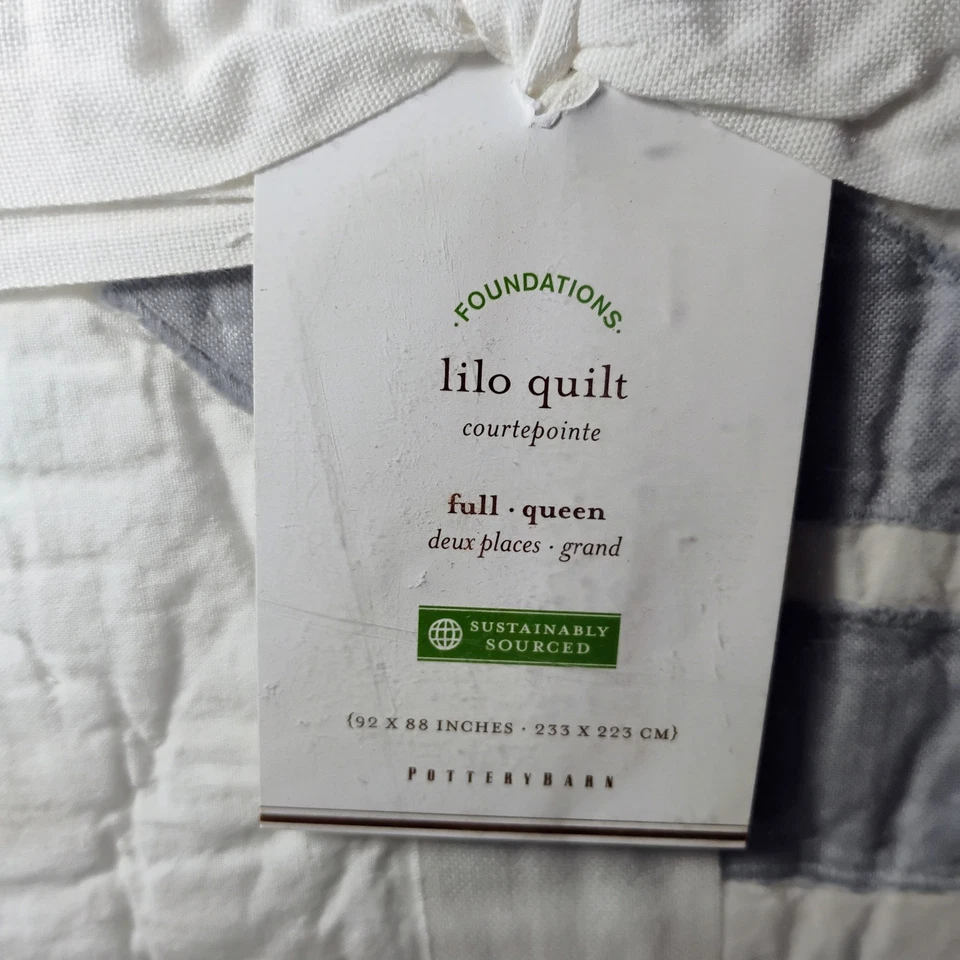 POTTERY BARN Lilo Handcrafted Cotton Quilt-Full/Queen-Chambray-NWT - Image 2 of 4