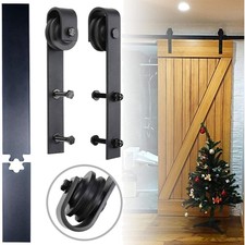 Schiebetürsystem Laufschiene 200 cm Schwarz Schiebetürbeschlag Set aus Kohlen...