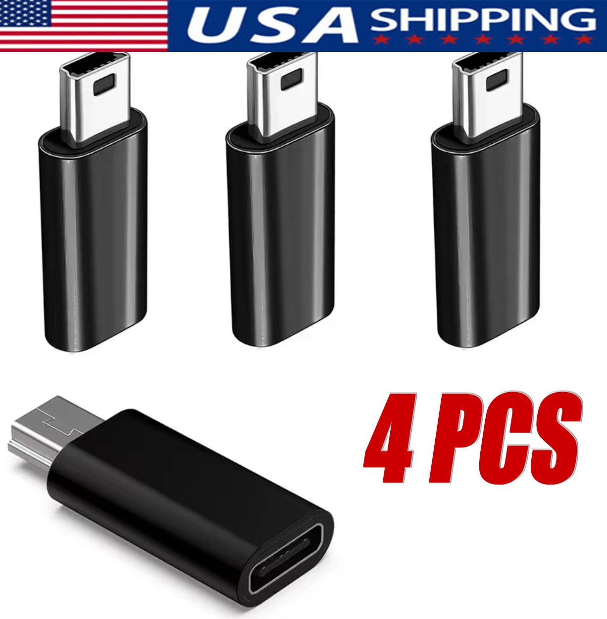 4Pcs USB C To Mini USB 2.0 Adapter Type C Female Male Convert Connector ...