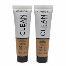 COVERGIRL Clean Invisible Foundation Buff Beige Liquid Makeup 1oz 2 Pack