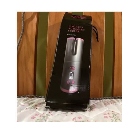 Cordless Automatic Hair Curler Gray/Pink Digital Display Adjustable Heat