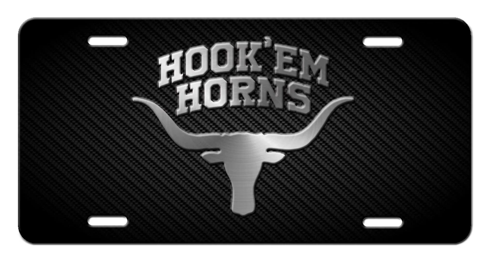 Texas Longhorns Aluminum Vanity License Plate Black DETAILS IN DESCRIPTION L@@K - Picture 1 of 4