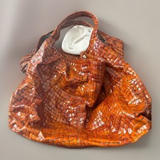 Sergio Rossi Lackleder Tasche Kroko Prägung,cognac/braun 