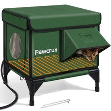 Weatherproof Heated Cat House for Outdoor in Winter, Heated Cat Bed Kitty She...