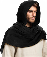 Medieval Renaissance Shawl Scarf Cape Men Women Multifunctional Hooded Cowl Hall