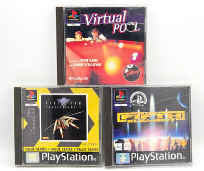 3x Playstation 1 - PS1 Spiele - Virtual Pool - The Fifth Element - Thunderhawk 2