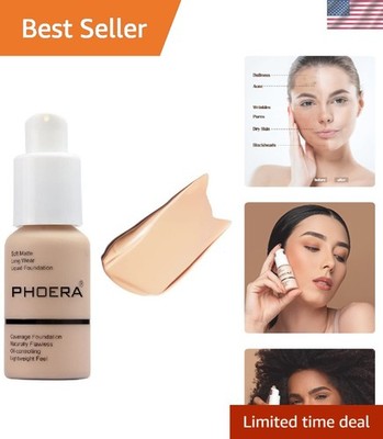PHOERA Full Coverage Liquid Foundation - Lightweight Oil-Free Matte Finish