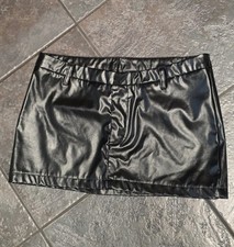 Black Pleather Miniskirt Zip N Hook Closure Shein Size XS