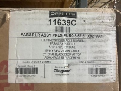 Da-Lite 11639C Fabric & Roller Assembly Parallax Pure 0.8 Projection Screen NOB