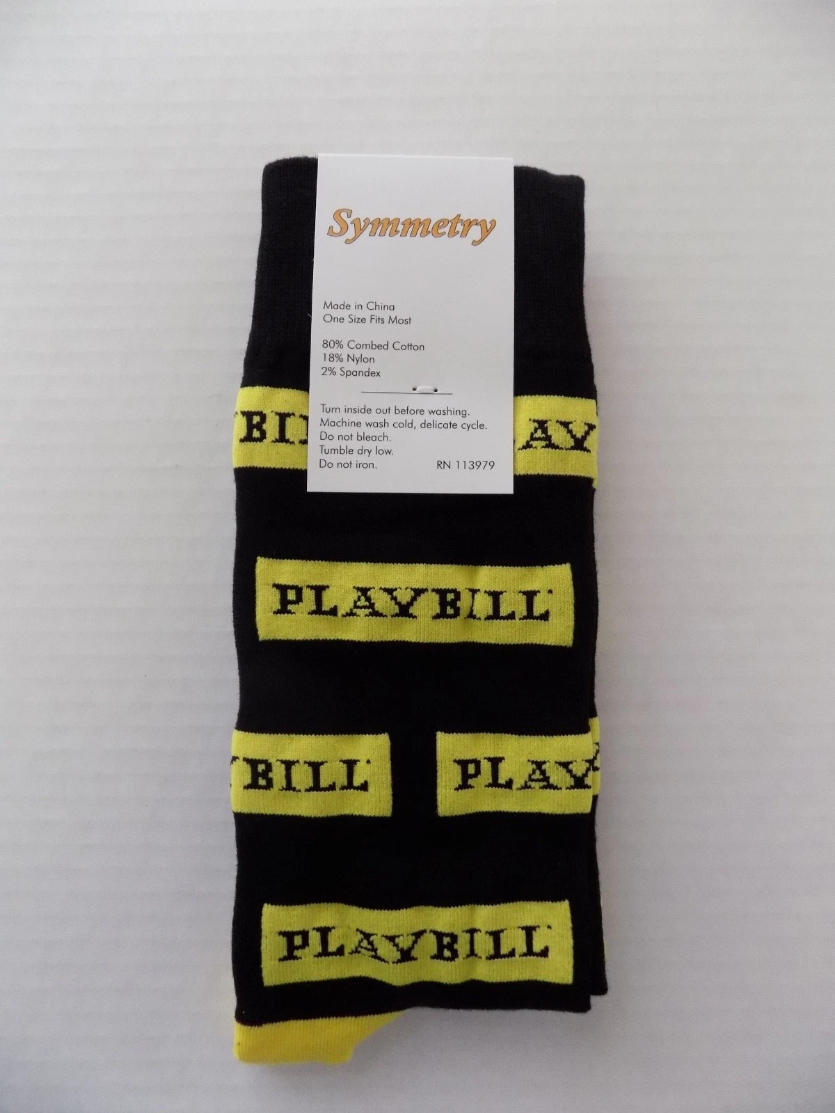 Playbill Mens Crew Socks 1 Pair OSFM Cotton/Nylon Broadway Promo Item NEW HTF